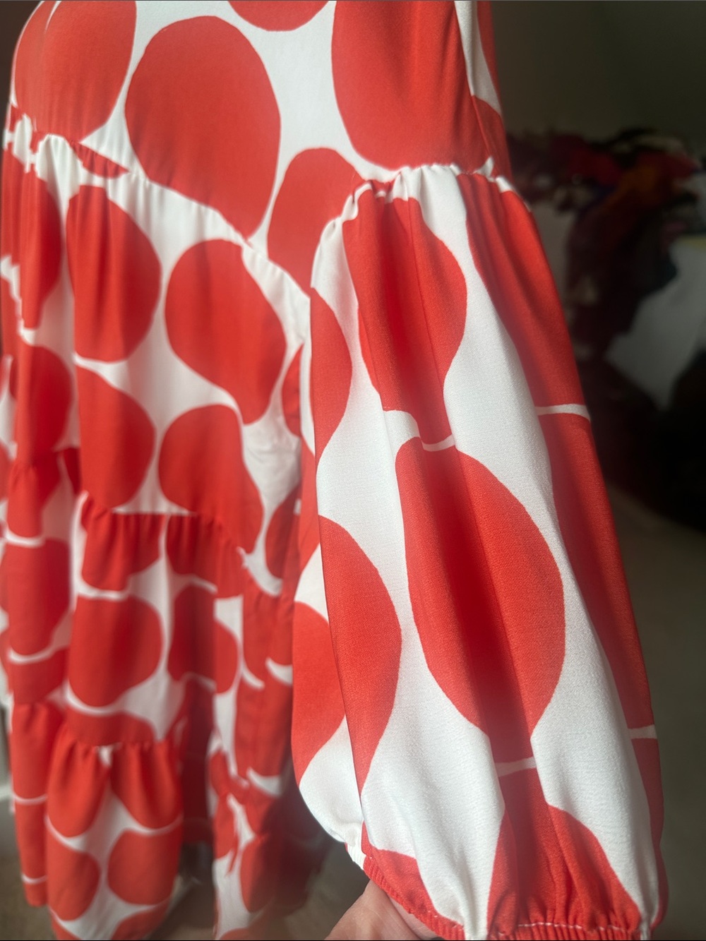 Red Polka Dot Tiered Midi Dress - Picture 2 of 5
